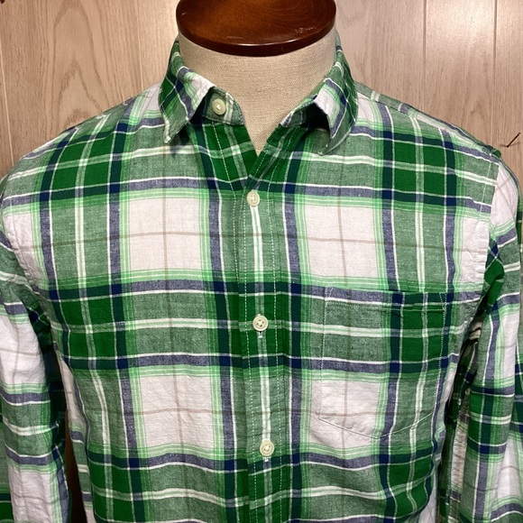 Men’s Banana Republic linen & cotton button down plaid shirt size small - Picture 3 of 10